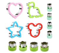 Zythrem 12Pcs Sandwich Cutters for Children Stainless Steel Cookie Cutter Bread Cutters Set with Dinosaur Heart Star Mouse Shapes Vegetable Fruit Cutters Food Shape Cutters for Kids Sandwich Cake