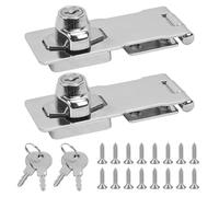Zythrem 2 Pcs Door Lock Hasp and Staple with Padlock 4 Inch Keyed Hasp Locks Shed Locks Twist Knob Bedroom Door Lock with Key Safety Door Clasp Garden Gate Lock for Shed Cabinet Wardrobe Furniture