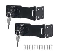 Zythrem 2Pcs Keyed Hasp Lock 4 Inch Door Lock Hasp and Staple with Padlock Bedroom Door Lock with 2 Keys Shed Locks Safety Door Clasp Gate Lock for Shed Garden Garage Bedroom Loft Door Cabinet Black