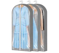 Zythrem 3 Pcs Dress Bags Covers 60" Long Garment Bags with Zip Transparent Clothes Bag Moth Proof Garment Covers Hanging Dress Storage Bag for Long Dresses Coats Wedding Dress Wardrobe Storage Travel