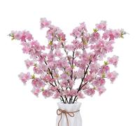 Zythrem 3pcs 110CM Artificial Cherry Blossom Stems Silk Spring Peach Blossom Dark Pink Flowers Bouquet Fake Flowers Arrangements for Indoor Outdoor Wedding Party Hotel Vase Home Decor