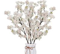 Zythrem 3Pcs Artificial Cherry Blossom Branches 110CM White Cherry Blossom Artificial Flowers Silk Spring Peach Blossom Long Stems Fake Sakura Flowers Arrangements for Wedding Party Vase Home Decor