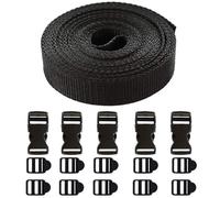 Zythrem 5m Webbing Straps for Bags Plastic Buckle Flat Side Release Buckles and Tri-Glide Slides Nylon Webbing Strap and Clips for Pet Collar Repairing Backpack Making DIY Luggage Strap