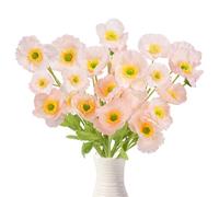 Zythrem 6 x Artificial Poppies Artificial Flowers Like Real Plants Flowers Fake Flowers Decorative Flowers Pink Artificial Art Flowers for DIY Home Kitchen Wedding Office Centrepiece Decorations