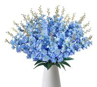 Zythrem 6PCS Blue Delphinium Artificial Flowers Bulk 30 Bunches Larkspur Artificial Flowers Silk Flowers for Wedding Outdoors Bouquet Garden Party Decor Table Centerpieces Floral Arrangement
