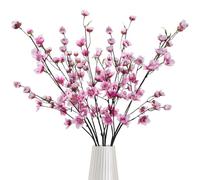 Zythrem 6Pcs Cherry Blossom Artificial Flowers Faux Cherry Blossom Stems 75cm Pink Fake Flowers Silk Sakura Flowers Long Stem Artificial Spring Flowers for Tall Vases Wedding Table Home Decor
