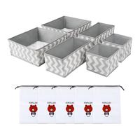 Zythrem 6Pcs Clothes Drawer Organisers Wardrobe Storage Organiser Foldable Storage Box Fabric Underwear Organiser Drawer Dividers with 5 Shoe Bags for Baby Clothing Bras Socks Ties Shirt Underwear