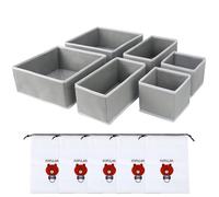 Zythrem 6Pcs Drawer Organiser Clothes 3 Size Wardrobe Storage Organiser Foldable Underwear Drawer Organiser with 5 Shoe Bags Fabric Drawer Dividers for Clothes Baby Clothing Bra Socks Shirt Grey