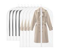 Zythrem 8 Pack Garment Bags, 60 x 100cm/4pcs + 60 x 140cm/4pcs Suit Bags with Zip Plastic Clothes Covers Waterproof Dustproof Clothes Dress Bag Hanging Storage for Women Man Suit Dress Coat