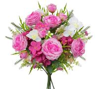 Zythrem Artificial Roses Peonies Pink Artificial Flowers Fake Peonies Mixed Rose Peony Hydrangea Moth Orchid Bouquet Silk Peonies Bouquets Faux Flowers for Wedding Table Centerpieces Home Party Decor