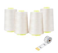 Zythrem Overlocker Sewing Machine Thread Cone x 4, Sewing Thread for Overlocker Polyester Machine Yarn 40S/2, 5000 Yards for Quilting, Piecing, Serger (Ivory)