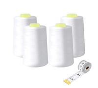 Zythrem Overlocking Thread, White Overlocker Thread Sewing Thread Cone 4 x 5000 Yards, All Purpose Polyester Thread 40S/2, Sewing Machine Quilting Thread for Sewing Quilting Piecing Serger, White