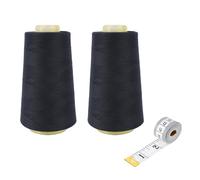 Zythrem Sewing Thread 2 x 3000 Yards Black Polyester Overlocking Thread Cone 40S/2, All Purpose Polyster Sewing Thread OverLock Yarn for Sewing Quilting Piecing Stitch Serger, Hand&Machine