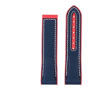 ZythrXLate 20mm 21mm 22mm Nylon Rubber Watch Band for Men Deployant Clasp Strap Accessorie Silicone Strap Soft Rubber for Watches, Bracelets(Blue red no buckle,22mm)