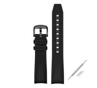 ZythrXLate 20mm Strap for Joint Silicone Rubber Curved End Watch Band Men Women Quick Release Sport Belt Bracelet for Watches, Bracelets(Black black 02)