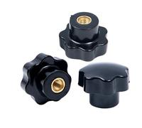 ZythrXLate Blossom Shaped Screw Thread Handle 1/2/5PCS M4 M5 M6 M8 M10-M16 Seven Star Manual Screw Nut Adjusting Knob Handle Brass Core Cabinet(5PCS,60xM8-copper core)