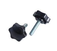 ZythrXLate Blossom Shaped Screw Thread Handle Blossom Handle Screw M4 M5 M6 M8 M10 M12 Carbon Steel Hexagonal Thread Clamping Bolt(M4x12(D25)-5Pcs)