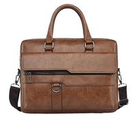 ZythrXLate Briefcase for man Men Handbag Leather Man Briefcase For Laptop Messenger Shoulder Bag Business Portfolio For A4 Document(Khaki)