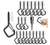 ZythrXLate Cup Hooks Screw 10/15pcs Q Hanger Hooks with Safety Buckle Windproof Anti-Shedding Screw Hook Ceiling Flower Pot Plant Decorative(Black,15pcs)