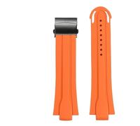 ZythrXLate Diving Water Sports Watch Belt Strap Men Fluoro Rubber Watch Strap Waterproof Watchband 24-12mm Convex Silicone for Watches, Bracelets(Orange black buckle)