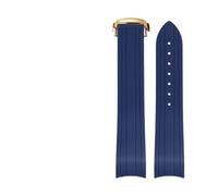 ZythrXLate Rubber Watch Strap 20mm for Watchband with Folding Clasp Curved End Wristwatch Belt Replacement for Men Women for Watches, Bracelets(Blue gold buckle)