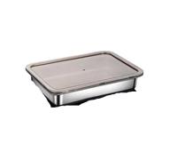 ZythrXLate Stainless Steel Crisper 1 Piece 304 Stainless Steel Refrigerator Freezer Sealed Crisper Quick-Frozen Food Wonton Storage Box Stackable Organizing(L)