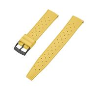 ZythrXLate Tropical FKM Rubber Watch Strap 18mm 20mm 22mm 24mm for Watch Bands Diving Waterproof Bracelet Waterproof Watch Straps with Clasp for Watches, Bracelets(FKM-Yellow BK,22mm)