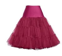 ZythrXLate Tutu Retro Underskirt Petticoat Fancy Net for Weddings, Parties(Dark red,XL)