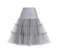 ZythrXLate Tutu Retro Underskirt Petticoat Fancy Net for Weddings, Parties(Silver,XL)