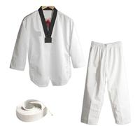 ZythrXLate White Taekwondo Uniform for Competition Daily Training Karate Judo Clothes Children Adult Unisex Martial Arts Gi for Training, Performance(Long Sleeve,M-150CM)