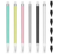 Zytnix Infinity Pencil 6-Pack with 6 Replacement Tips: Everlasting, Inkless Writing Pencils in Assorted Colors with Erasers