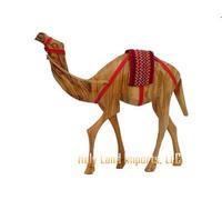 Zytoon Olive Wood Camel With Red Saddle 7.5"h.