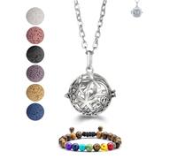 Zytuuob Harmony Ball Aromatherapy Necklace Essential Oils Diffuser Womens Scented Beaded Bracelet Sterling Silver Aromatherapy Perfume Pendant Necklace Inspirational Anxiety Birthday Gift (#6)
