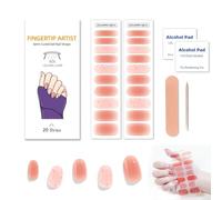 Zytuuob Semi Cured Gel Nail Strips, Works with Any Nail Lamps, Salon-Quality, Long Lasting Waterproof, for Fingernails Decor Manicure - includes 2 Prep Pads, Nail File & Wooden Stick. (32)