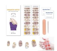 Zytuuob Semi Cured Gel Nail Strips, Works with Any Nail Lamps, Salon-Quality, Long Lasting Waterproof, for Fingernails Decor Manicure - includes 2 Prep Pads, Nail File & Wooden Stick. (63)
