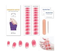 Zytuuob Semi Cured Gel Nail Strips, Works with Any Nail Lamps, Salon-Quality, Long Lasting Waterproof, for Fingernails Decor Manicure - includes 2 Prep Pads, Nail File & Wooden Stick. (28)