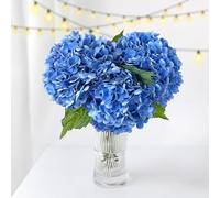 ZYTUYO 3 PCS Dark Blue Hydrangea Real Touch Artificial Flowers 21'' Latex Large Hydrangea with Long Stems for Wedding Table Centerpieces Indoor Kitchen Spring Home Decor Outdoor Porch