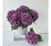 ZYTUYO 5 Pcs Dark Purple Silk Hydrangea Artificial Flowers - Boho Dried Touch 20'' Faux Hydrangeas for Fall Home Decor, Kitchen, Living Room, Porch Wreath, Xmas, Wedding Flower Arrangement