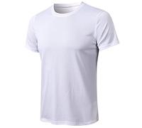 Zytyeu Men Sports Shirt Breathable Summer Round Neck Short-Sleeved Men Shirt Slim Fit Solid Color Hiking Men Running Shirt Wicking Quick-Drying Men Muscle Shirt G-White M