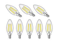 ZYUJIA E14 LED Candle Bulbs,C35 Small Screw Candelabra LED Light Bulbs Not Dimmable Cool White 6500K 6W Filament Bulb (Equivalent to 60W)8 Packs