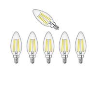 ZYUJIA E14 LED Candle Bulbs,C35 Small Screw Candelabra LED Light Bulbs Not Dimmable Cool White 6500K 6W Filament Bulb (Equivalent to 60W)6 Packs