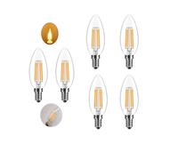 ZYUJIA E14 LED Candle Bulbs,C35 Small Screw Candelabra LED Light Bulbs Not Dimmable Warm White 2700K 6W Filament Bulb (Equivalent to 60W)6 Packs