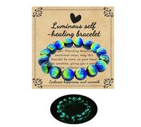 Zyuzles Firefly Glass Bracelet Glow in the Dark Bracelets Planet Themed Glass Bracelet Self Healing Bracelet Encourages Blessing Gifts for Men and Women, Standard, Glass, no gemstone