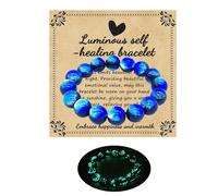 Zyuzles Firefly Glass Bracelet Glow in the Dark Bracelets Planet Themed Glass Bracelet Self Healing Bracelet Encourages Blessing Gifts for Men and Women, Standard, Glass, no gemstone