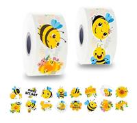 ZYWQ Bee Stickers 1000 PCS - 16 Patterns Reward Stickers for Kids, Teacher Supplies for Classroom, Animal Bulk Motivational 2 Rolls (1 Inch)
