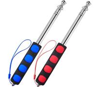 ZYWQ Telescopic Flag Pole, 2M Stainless Steel Handheld Flag Pole - Lightweight Stainless Steel with Anti-Slip Grip - Collapsable Flag Pole for Tour Guides & Pointer for Teachers (2PCS Red+Blue)
