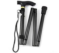 ZYWQ Walking Stick, Folding Lightweight Walking Stick Aluminum Metal Collapsible Travel Cane with Non-Slip Rubber Base for Men & Women-Black