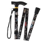 ZYWQ Walking Stick, Folding Lightweight Walking Stick Aluminum Metal Collapsible Travel Cane with Non-Slip Rubber Base for Men & Women-Black Floral