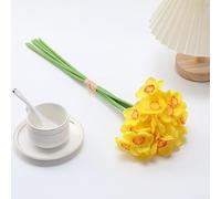 ZYWUOY 3 Pcs Daffodils Artificial Flowers, Outdoor Artificial Daffodil Bunches Plastic Fake Flower Plants for Home Garden Decoration(orange)