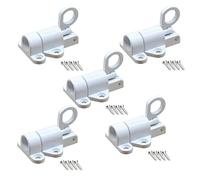 ZYWUOY 5 Pcs Door Spring Bolt - Aluminium Alloy Door Latch Sprung Attic Loft Hatch Lock Ceiling Catch Tool for Shed Doors Gates, White
